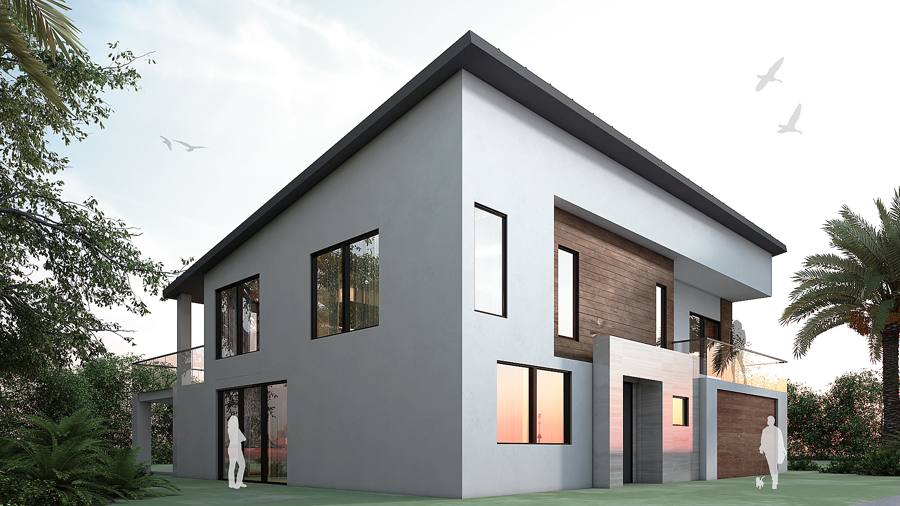 Two-story addition rendering, side view